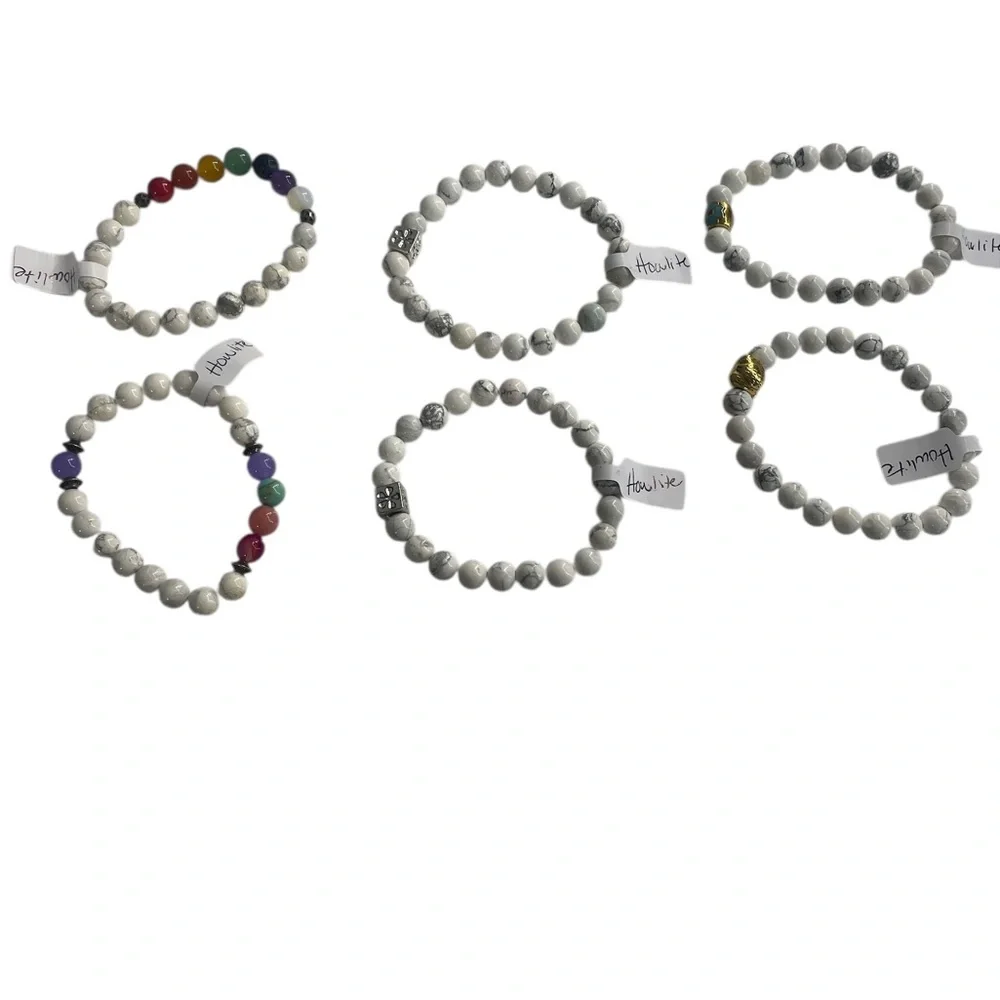 Howlite White,Grey, gemstone with silver bracelet, New - Picture 6 of 8